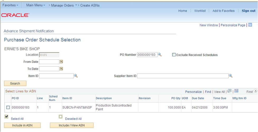 Advance Shipping Notices