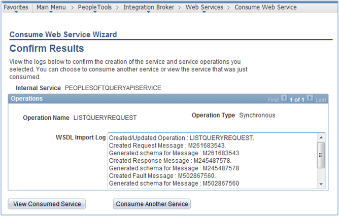 Consumed Web Service