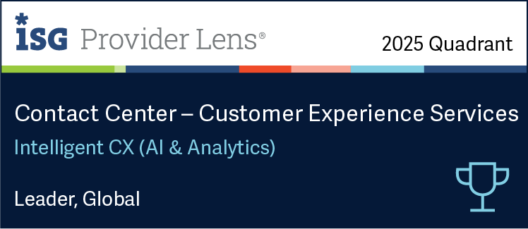Badge—Hexaware named an Intelligent CX (AI & Analytics) Leader in ISG Provider Lens® Contact Center — Customer Experience Services 2025 Global Quadrant Report.